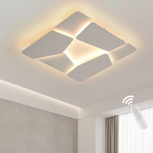 ZenithBeam 40 Cm Quadratische Deckenleuchte FüR Schlafzimmer,Kreative Led Dimmbare Deckenlampe,Modernes MattweißE Metall Deckenleuchte FüR Wohnzimmer,Kinderzimmer,BüRo,Schlafzimmer,Diele von ZenithBeam