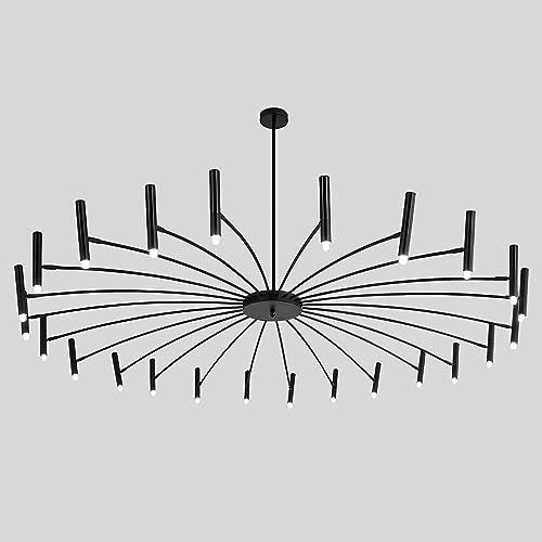 ZenithBeam Pendelleuchte, LED-Sputnik-Kronleuchter, Mid-Century-Modern-Kronleuchter, Runde Pendelleuchte, Vintage-Industrie-Unterputz-Deckenleuchte (Schwarz-24 Lichter) von ZenithBeam