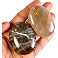Rauchquarz Palmenstein Sorgenstein Natürliche Achat Taschenstein Heilkristall Hochwertige 4, 5 Unzen, 0, 3lb von ZenithCrystals