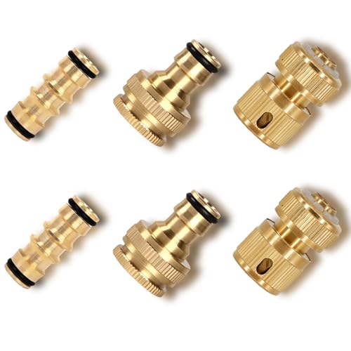 6 Stück Schlauch Kupplung Satz,Wasserhahn Anschluss Kit,Wasserhahn Adapter Gartenschlauch für Hahnverbinder,Schlauchanschluss Adapter 1/2 Zoll auf 3/4 Zoll,für Garten und Haus Wasserhahn von ZenithFast