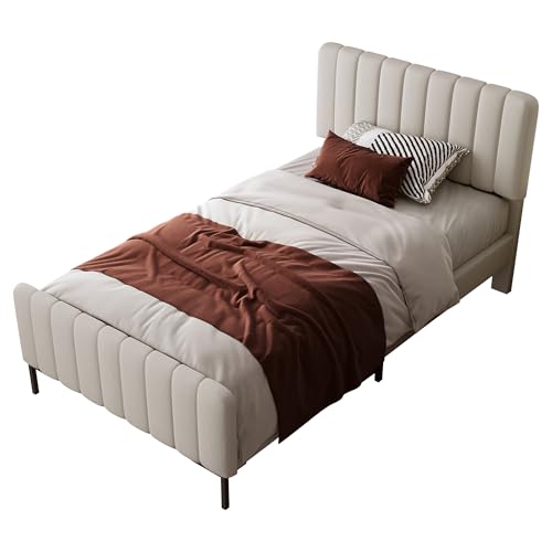Zenithpath Bett 90x200cm Polsterbett Einzelbett mit Lattenrost und Verstellbarem Kopfteil, Bettrahmen für Schlafzimmer, Aus Leinen, Bettgestell Ohne Matratze Zenithpath Bett 90x200cm Polsterbett Einzelbett mit Lattenrost und Verstellbarem Kopfteil, Bettrahmen für Schlafzimmer, Aus Leinen, Bettgestell Ohne Matratze von Zenithpath