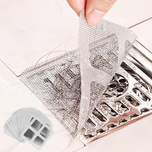 30 Stück Abfluss Haarfänger Einweg,Duschrinne Haarsieb,Duschabfluss Mesh Aufkleber,Spülsieb Aufkleber,Badewannen Aufkleber Haarfänger Abdeckung,mit Plastikspachtel,für Duschen Badewannen von ZenithyrEn