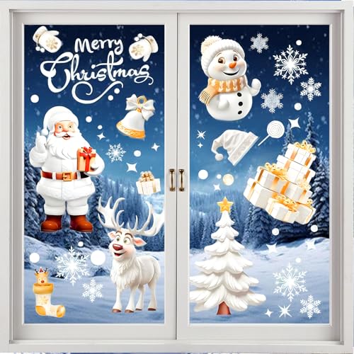 Fensterbilder Weihnachten, 9 Stück Weißer Weihnachtsfensterbilder, Selbstklebend Fensterdeko Weihnachtsmann Elch Schneeflocken Schneemann Weihnachtsbaumfür Weihnacht Fenster Tür Dekoration Fensterbilder Weihnachten, 9 Stück Weißer Weihnachtsfensterbilder, Selbstklebend Fensterdeko Weihnachtsmann Elch Schneeflocken Schneemann Weihnachtsbaumfür Weihnacht Fenster Tür Dekoration von ZenithyrEn