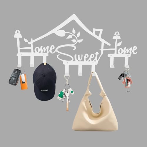 ZenithyrEn Schlüsselbrett Home Sweet(Neues Design), 8 Haken, Deko Schlüsselbrett, Bohren oder Selbstklebend Installieren, Ideal für Schlafzimmer & Küche, Hängen Küchenbesteck von ZenithyrEn
