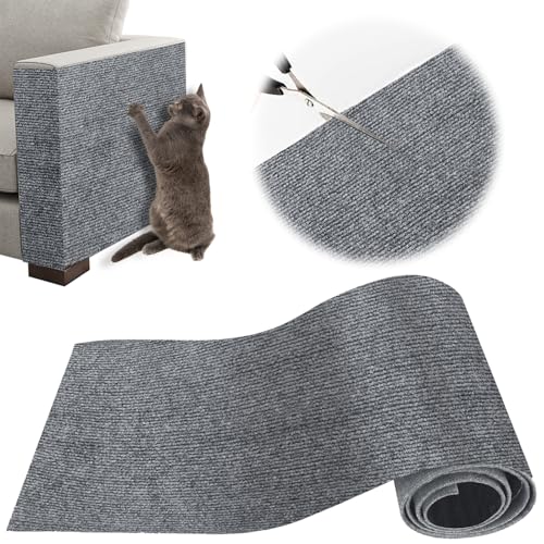 ZenithyrEn kratzmatte Katze, kratzmatte selbstklebend, 200 x 40 cm, wiederverwendbar und zuschneidbar, ideal für Sofas, Möbel und Wände, einfach anzubringen, Sisal und Teppich (Hellgrau) von ZenithyrEn