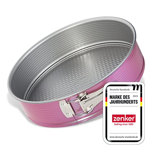 Zenker creative studio Springform Ø 26 cm, Backform mit Flachboden, runde Kuchenform mit Antihaftbeschichtung, kreatives Backen (Farbe: rosa, silber), Menge: 1 Stück von Zenker