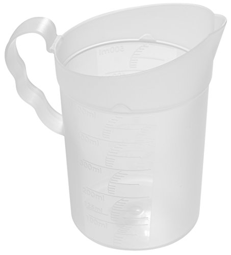Fackelmann Messbecher 500 ml, Messkanne aus robustem Kunststoff, Messbecher mit vielfältiger Skalierung (Farbe: Transparent/Weiß), Menge: 1 Stück von FACKELMANN