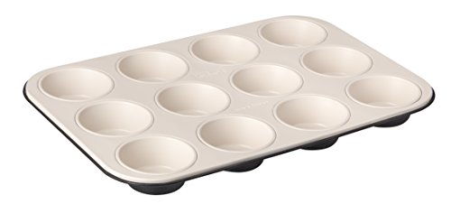Zenker 12er-Muffinform Ø 7 cm CREME NOIR, Muffinbackform aus Stahlblech, Backblech mit keramisch verstärkter Antihaftbeschichtung (Farbe: Crème/Anthrazit), Menge: 1 Stück von Zenker