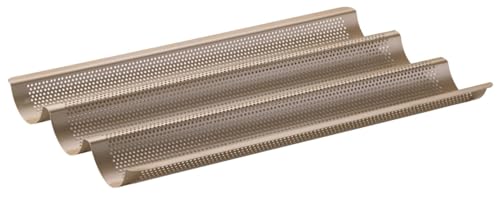 Zenker 3er Baguetteblech – Perforierte Backform für knusprige Baguettes – Antihaftbeschichtung verhindert Ankleben – Hitzebeständig bis +230°C, 38,5 x 25 x 3 cm von Zenker