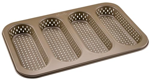 Zenker 4er Mini-Baguetteblech – Perfekt für knusprige Mini-Baguettes, antihaftbeschichtet, hitzebeständig bis +230°C, Gold von Zenker