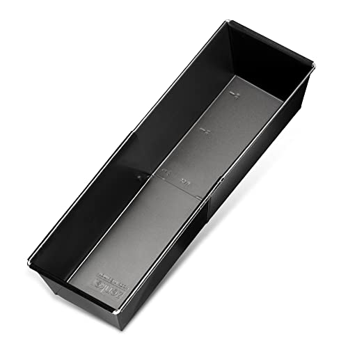 Zenker Brotbackform ausziehbar (28 - 40 cm x 16 cm), Kastenform, für saftige Brote und Kuchen, verstellbar & beschichtet, eckige Königskuchenform, Schwarz von Zenker