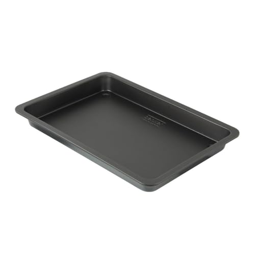 Zenker Pflaumenkuchenblech, Backblech mit Antihaftbeschichtung, Backform für Blechkuchen (Kuchenform: ca. 420x290x40 mm), Menge: 1 Stück, Schwarz / Metallic von Zenker