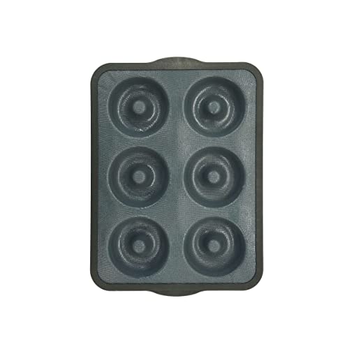 Zenker 685539 Donut-Form aus Silikon, Glasfaser, Platte für 6 Donuts, Backform für Donuts, Silikon, Glasfaser, Nylon, Grau, 36 x 26 x 3 cm, Schwarz von Zenker