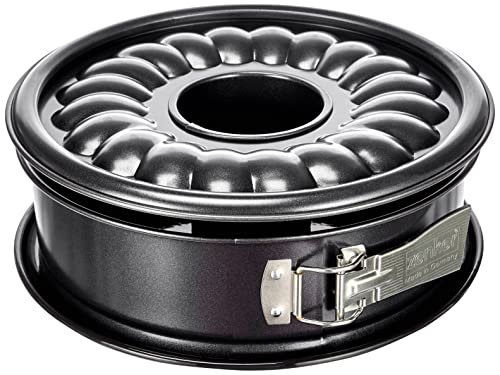 Zenker Springform Ø 26 cm DELUXE, Backform mit Emaille-Versiegeltem Flach- und Rohrboden aus Stahlblech, runde Kuchenform mit extra hohem Rand (Farbe: Schwarz metallic), Menge: 1 Stück von Zenker
