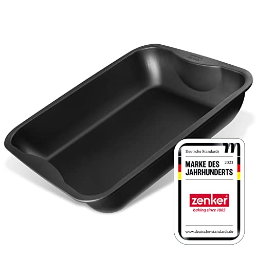 Zenker XXL-Brat- und Auslaufform (40 x 8 x 34 cm) SPECIAL COOKING, rechteckige Ofenform mit Antihaftbebeschichtung, Backblech für krosse Braten & saftige Aufläufe (Farbe: Schwarz), Menge: 1 Stück von Zenker