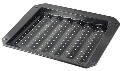 Zenker Grill- und Ofenblech Emaille (38 x 3 x 33 cm) SPECIAL COOKING, rechteckige Ofenform mit Emaille-Versiegelung, Grillform mit Fettsammelrillen (Farbe: Schwarz), Menge: 1 Stück von Zenker