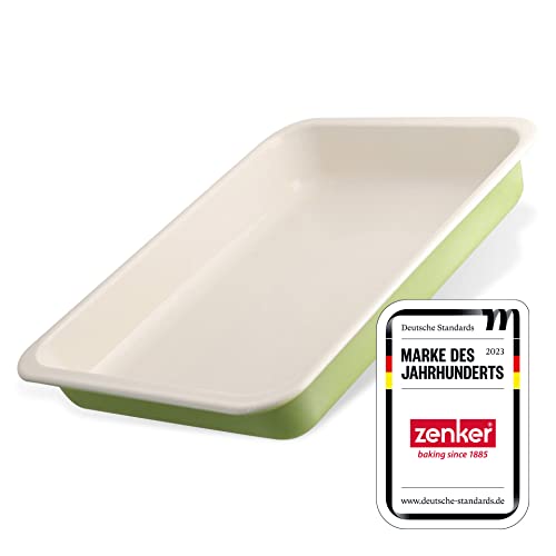 Zenker Grill- und Ofenform Emaille (40 x 5,5 x 29 cm) SPECIAL COOKING, rechteckige Auflaufform mit Emaille-Versiegelung, Bräterform für Braten & saftige Aufläufe (Farbe: Creme/Grün), Menge: 1 Stück Zenker Grill- und Ofenform Emaille (40 x 5,5 x 29 cm) SPECIAL COOKING, rechteckige Auflaufform mit Emaille-Versiegelung, Bräterform für Braten & saftige Aufläufe (Farbe: Creme/Grün), Menge: 1 Stück von Zenker