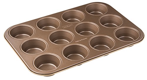 Zenker 12er-Muffinform Ø 7 cm MOJAVE GOLD, Muffinbackform aus Stahlblech, Backblech mit keramisch verstärkter Antihaftbeschichtung (Farbe: Mahagoni/Gold), Menge: 1 Stück von Zenker