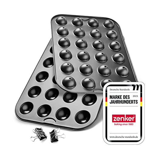 Zenker 7424 Cake-Pops Maker Set, 38,5 x 26,5 cm Special Creative, Backform für Kuchen am Stiel, inkl. Zubehör (Stiele und Halter), Menge: 1 Stück, Farbe: schwarz von Zenker