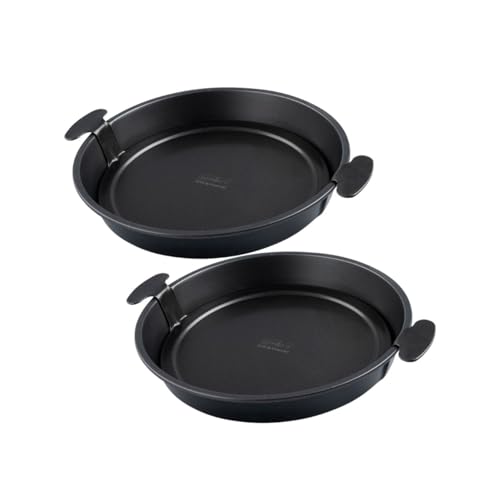 Zenker 9316750 2er Set Kuchenform, runde Kuchenform, Quicheform, herausnehmbarer Boden, Backform mit Griffen, Antihaftbeschichtung, Stahl, 28 x 4 cm von Zenker