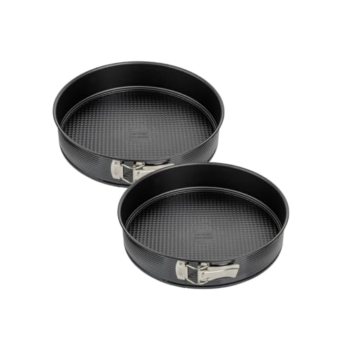 Zenker 9337950B88 Ensemble de 2 Moules à manqué à charnière 24 cm Black Metallic Kuchenform, Stahl, Schwarz von Zenker