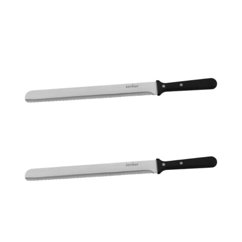 Zenker 9348250 2er Set Profi Backmesser, Brotmesser, Backmesser, Backwerkzeug, Edelstahl, Kunststoff, Schwarz, 30 cm von Zenker