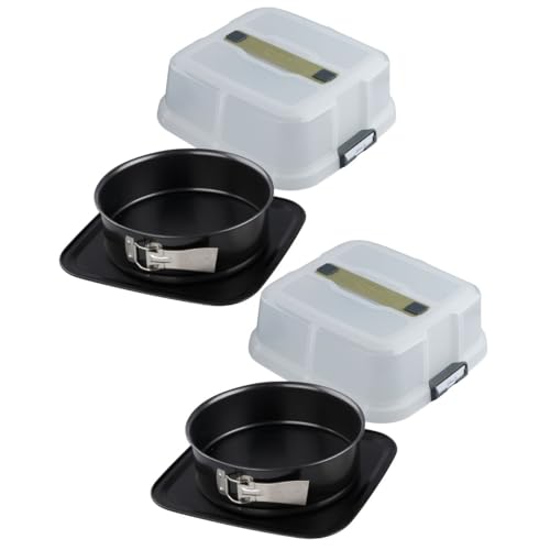 Zenker 9348950B88 Ensemble 2 Moules à charnière Rond 23 cm Avec couvercle de Transport Bake Click and Go Kuchenform, Stahl | Kunststoff, Schwarz von Zenker