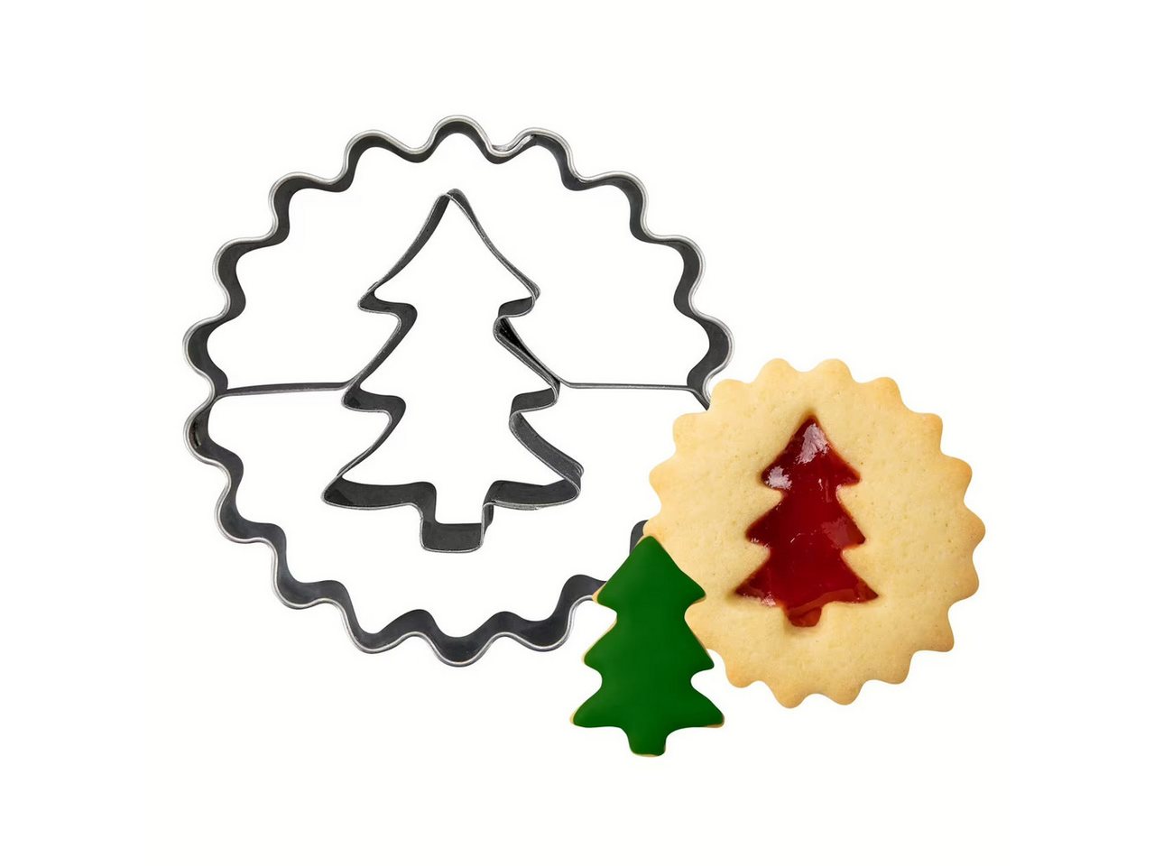 Zenker Backblech Zenker Ausstecher Linzer mit Tannenbaum, Edelstahl von Zenker