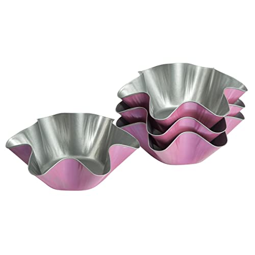 Zenker Z7473 creative studio Backförmchen gewellt, ausgefallene Backformen, Kuchenform mit Antihaftbeschichtung, kreatives Backen (Farbe: rosa, silber), Menge: 4 Stück von Zenker