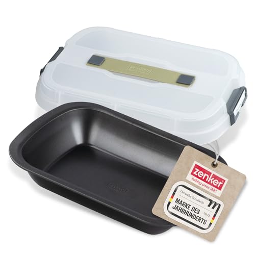 Zenker Bake, Click & Go Dessert- und Auflaufform mit Haube – 34 x 24,5 x 8 cm – Backform mit passendem Deckel für den direkten Transport – Kuchenform zum Backen & Transportieren von Zenker