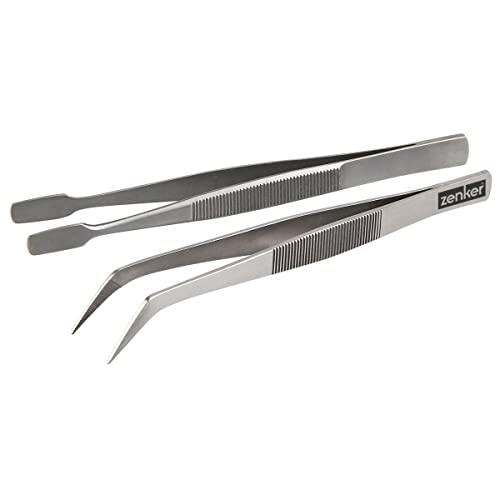 Zenker Deko Set 2-TLG Servier-und Dekorations-Pinzetten 2tlg INOX, Edelstahl, Silber, 11 und 12cm, 2-Einheiten von Zenker