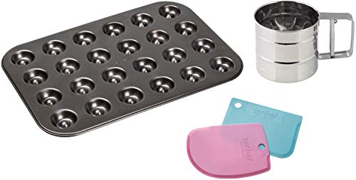 Zenker Husarenkrapfen-Set, 24er-Engelsaugen-Backblech mit Antihaftbeschichtung, Teigschaber zum Bestreichen, Puderzuckersieb zum Bestreuen, Husarenkrapferl selbst backen, Menge: 1 x 3er Set Zenker Husarenkrapfen-Set, 24er-Engelsaugen-Backblech mit Antihaftbeschichtung, Teigschaber zum Bestreichen, Puderzuckersieb zum Bestreuen, Husarenkrapferl selbst backen, Menge: 1 x 3er Set von Zenker