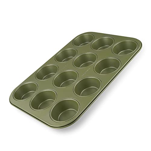 Zenker Muffinform für 12 Stück – Hochwertige und stabile Backform in grün für Muffins und Cupcakes – 12er Muffinblech mit veganer Antihaftbeschichtung von Zenker