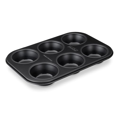 Zenker Perfect Black 6er Muffinform aus Stahlblech – zweifache Antihaftbeschichtung, Hitzebeständig bis 230°C, Ideal für köstliche Muffins - Made in Germany von Zenker