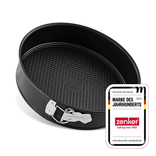Zenker Springform Ø 26 cm PURE, Backform mit Antihaftbeschichtung, runde Kuchenform mit Flachboden (Farbe: schwarz), Menge: 1 Stück von Zenker