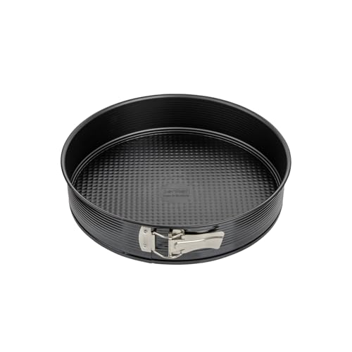 Zenker Springform Ø 28 cm, Backform mit Antihaftbeschichtung, runde Kuchenform mit Flachboden (Farbe: schwarz), Menge: 1 Stück von Zenker