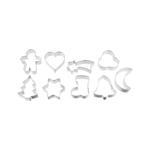 Zenker Weihnachtsausstecher PATISSERIE, Ausstechformen auf einem Drahtbügel, Ausstecher für Plätzchen, Kekse und Fondant (Farbe: Silber) Menge: 1 x 9 Stück von Zenker