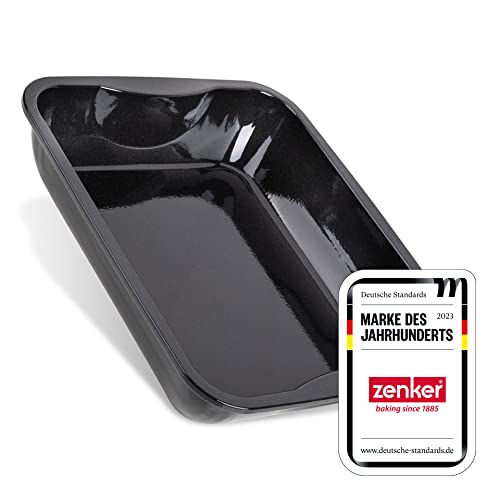 Zenker XXL Bräter Emaille (40 x 8 x 34 cm) SPECIAL COOKING, rechteckige Ofenform mit Emaille-Versiegelung, Backblech mit extra hohem Rand (Farbe: Schwarz), Menge: 1 Stück von Zenker