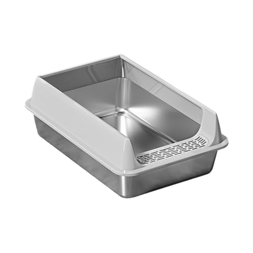 Zenlir Stainless Steel Half Enclosed Cats Litter Box Open Designs with Smell Control Antislip Base for Large Weight Cats Stainless Steel Litter Box Zenlir Stainless Steel Half Enclosed Cats Litter Box Open Designs with Smell Control Antislip Base for Large Weight Cats Stainless Steel Litter Box von Zenlir