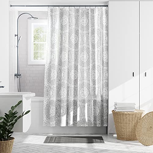 Zenna Home Medallion wasserdichter PEVA-Duschvorhang, 178 x 183 cm, Weiß von Zenna Home