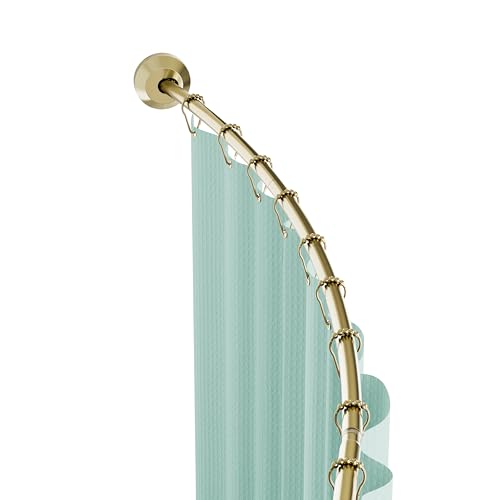 Zenna Home Rostfreie, gebogene Duschvorhangstange, keine Bohrspannung oder dauerhafte Halterung, verstellbare gebogene Duschstange für Badezimmer, einfache Installation, abgerundet für zusätzlichen von Zenna Home