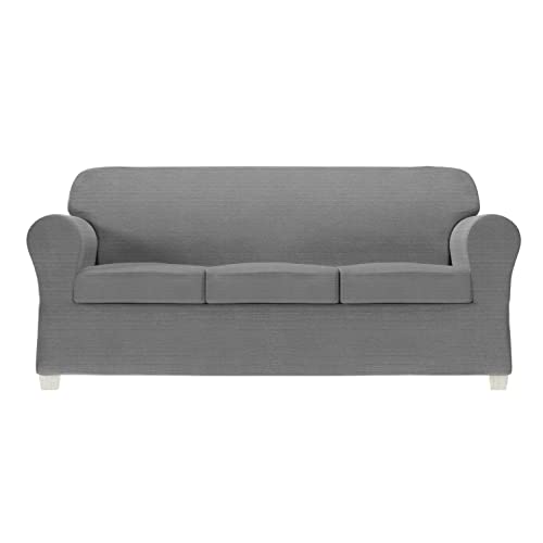 Zenna Home Sofa-Schonbezug aus Chenille, dehnbar, 4-teilig, Nickel von Zenna Home