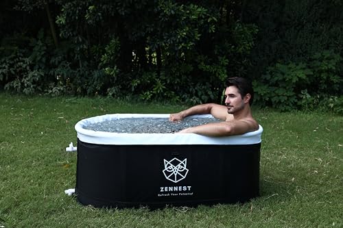 Zennest Patentierte XL-aufblasbare ovale Eisbadewanne für Sportler – 140 Gallen, isolierter Kalttauchwanne, Kühler-kompatibel, Dual-Wannen-Air-Cavity Max Isolierung & ultrafester 8-Ständer-Rahmen Zennest Patentierte XL-aufblasbare ovale Eisbadewanne für Sportler – 140 Gallen, isolierter Kalttauchwanne, Kühler-kompatibel, Dual-Wannen-Air-Cavity Max Isolierung & ultrafester 8-Ständer-Rahmen von Zennest