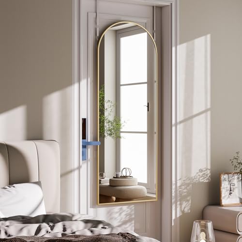ZenoMirris Ganzkörperspiegel, 127x41 cm, Gewölbter Spiegel über der Tür, Wandspiegel mit Aluminiumrahmen, Türspiegel für Schlafzimmer, Wohnzimmer, schmaler, Gold ZenoMirris Ganzkörperspiegel, 127x41 cm, Gewölbter Spiegel über der Tür, Wandspiegel mit Aluminiumrahmen, Türspiegel für Schlafzimmer, Wohnzimmer, schmaler, Gold von ZenoMirris