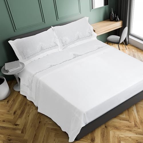 Zenoni&Colombi Bettwäsche für Doppelbett, Kingsize-Bett, handbestickt, Spitze Cantù aus 100 % feinstem Leinen, hergestellt in Italien Zenoni&Colombi Bettwäsche für Doppelbett, Kingsize-Bett, handbestickt, Spitze Cantù aus 100 % feinstem Leinen, hergestellt in Italien von Zenoni & Colombi