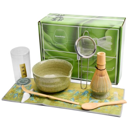 Matcha-Schneebesen-Set mit Bambus-Schneebesen, Keramikschale, Sieb, Schaufel, Halter, Ständer und Geschirrtuch, einzigartige Geschenke für Matcha-Liebhaber, Heimdekoration, Geschenke für Matcha-Schneebesen-Set mit Bambus-Schneebesen, Keramikschale, Sieb, Schaufel, Halter, Ständer und Geschirrtuch, einzigartige Geschenke für Matcha-Liebhaber, Heimdekoration, Geschenke für von Zenquark