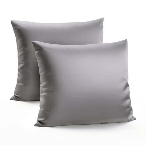 Zenssia Luxus Satin Kissenbezug 65x65 2er Set Weich wie Seidenkissenbezug 65x65 Haar- und Hautpflege mit Reißverschluss, Dunkelgrau von Zenssia
