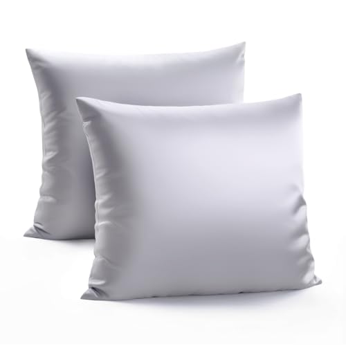 Zenssia Luxus Satin Kissenbezug 80x80 2er Set Weich wie Seidenkissenbezug 80x80 Haar- und Hautpflege mit Reißverschluss, Hellgrau von Zenssia