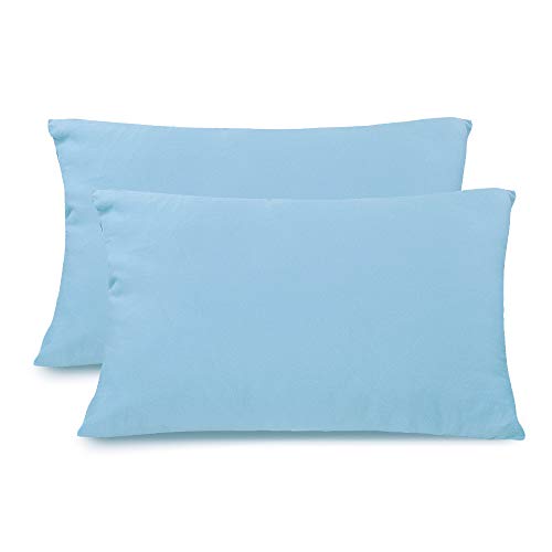 Zenssia langstapelige Baumwolle Kissenbezug Kissenbezüge hochwertige Kissenhüllen 2er-Pack mit Reißverschluss, Hellblau, 40x80cm von Zenssia