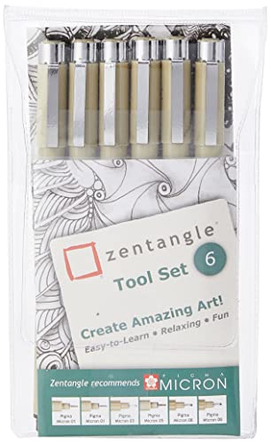 Zentangle Tool Set, 6 schwarze Pigma Micron von Zentangle
